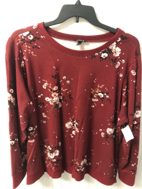 Burgundy Floral Torrid Long Sleeve Shirt Women's