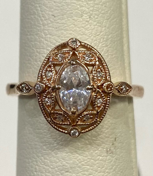 14k Rose Gold  Moissanite Ring Size 5.75