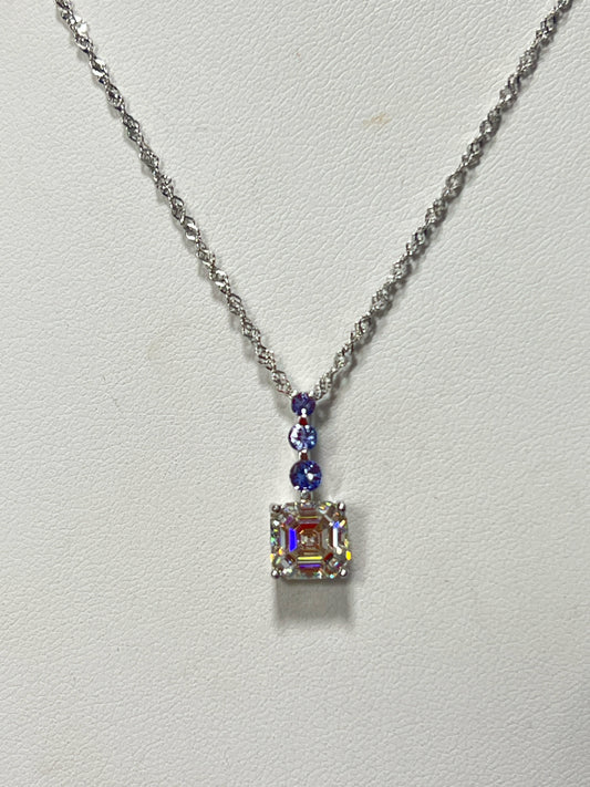 Sterling Strontium Titanate Tanzanite  Pendant & Chain New JTV