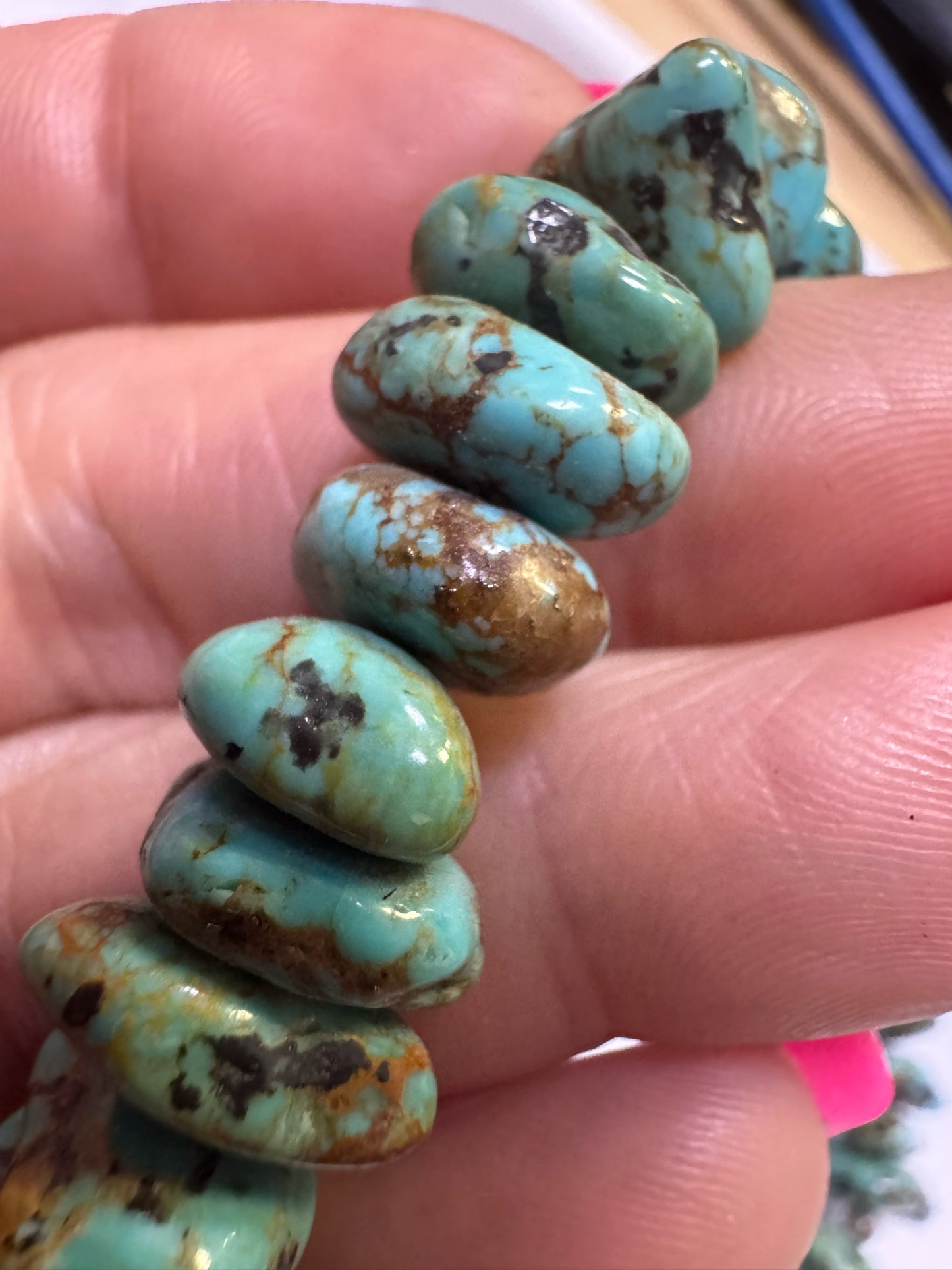 Native American Sterling Silver Turquoise Nugget & Slab 28" Necklace JN