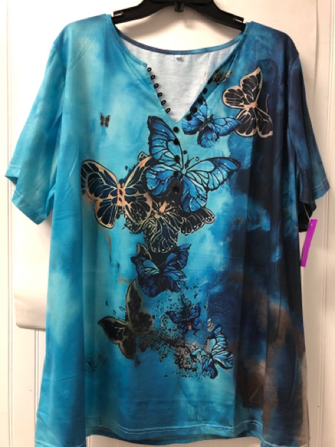 Blue Print Short Sleeve Shirt Women's