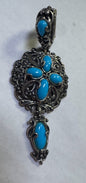 Carolyn Pollack Sleeping Beauty Turquoise Sterling Silver Enhancer Pendant 2.5”