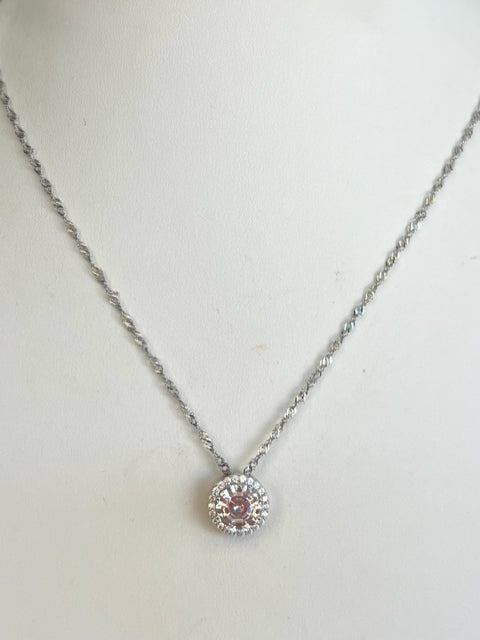 Sterling Silver CZ Necklace Pendant Chain New JTV