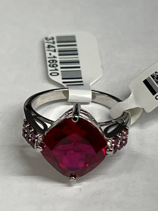Sterling Silver Red CZ Ring Size 9  New w/ Tags JTV