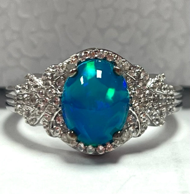 Sterling Silver Miami Blue Welo Opal Ring JTV Size 9