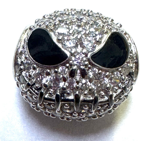Gnoce Sterling Silver Bead Jack Skull Charm