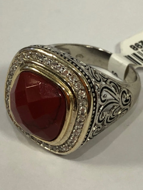 Sterling Silver Ring Size 8.5 Red Carnelian