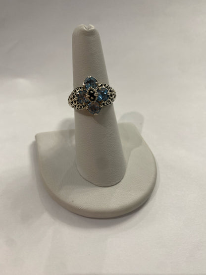 Sterling Silver Blue Topaz Ring Size 6.75