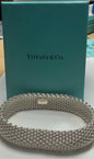 Tiffany & Co Sterling Silver Somerset Mesh Flexible 7.75"  Bracelet .60" Wide