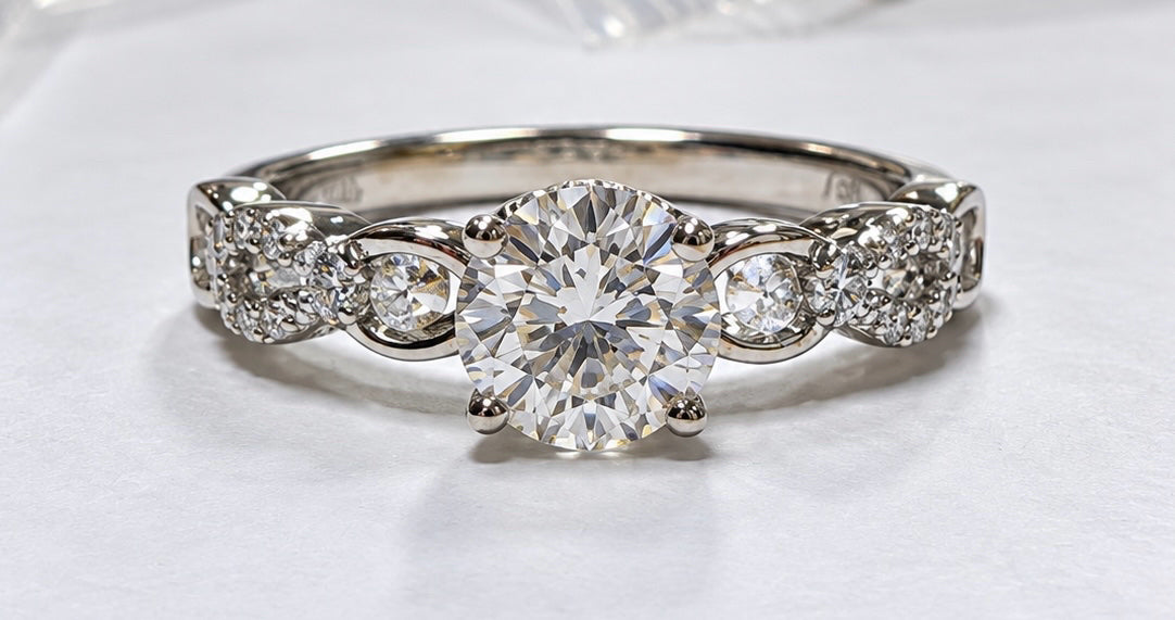 18kw Elma Gil .71 Center Round Diamond .15 ct tw Semi Mount Ring