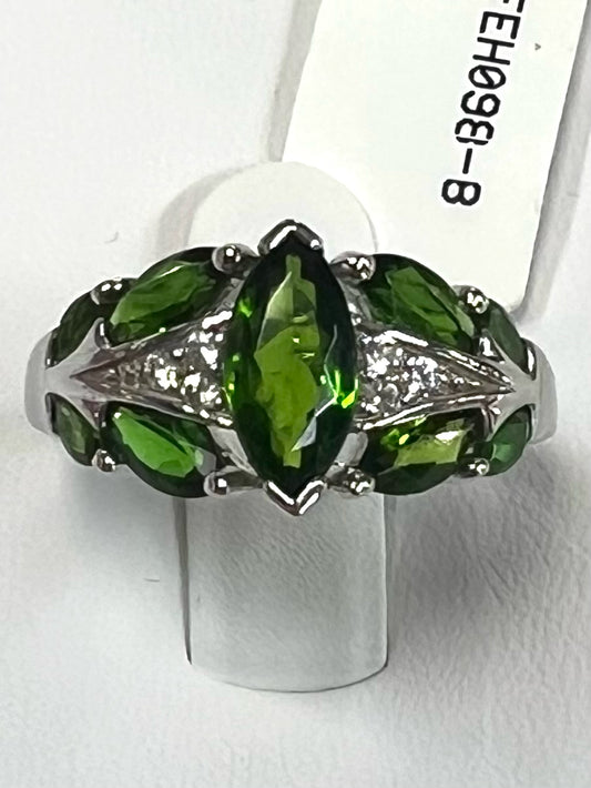Sterling Silver Chrome Diopside White Ziron Ring Size 8 New w/ Tags JTV