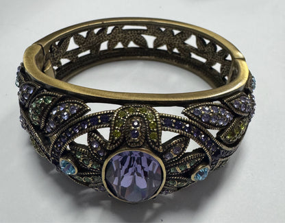 Heidi Daus Delight In Tanzanite Clamper Bracelet  Purple  Blue Bronze Statement