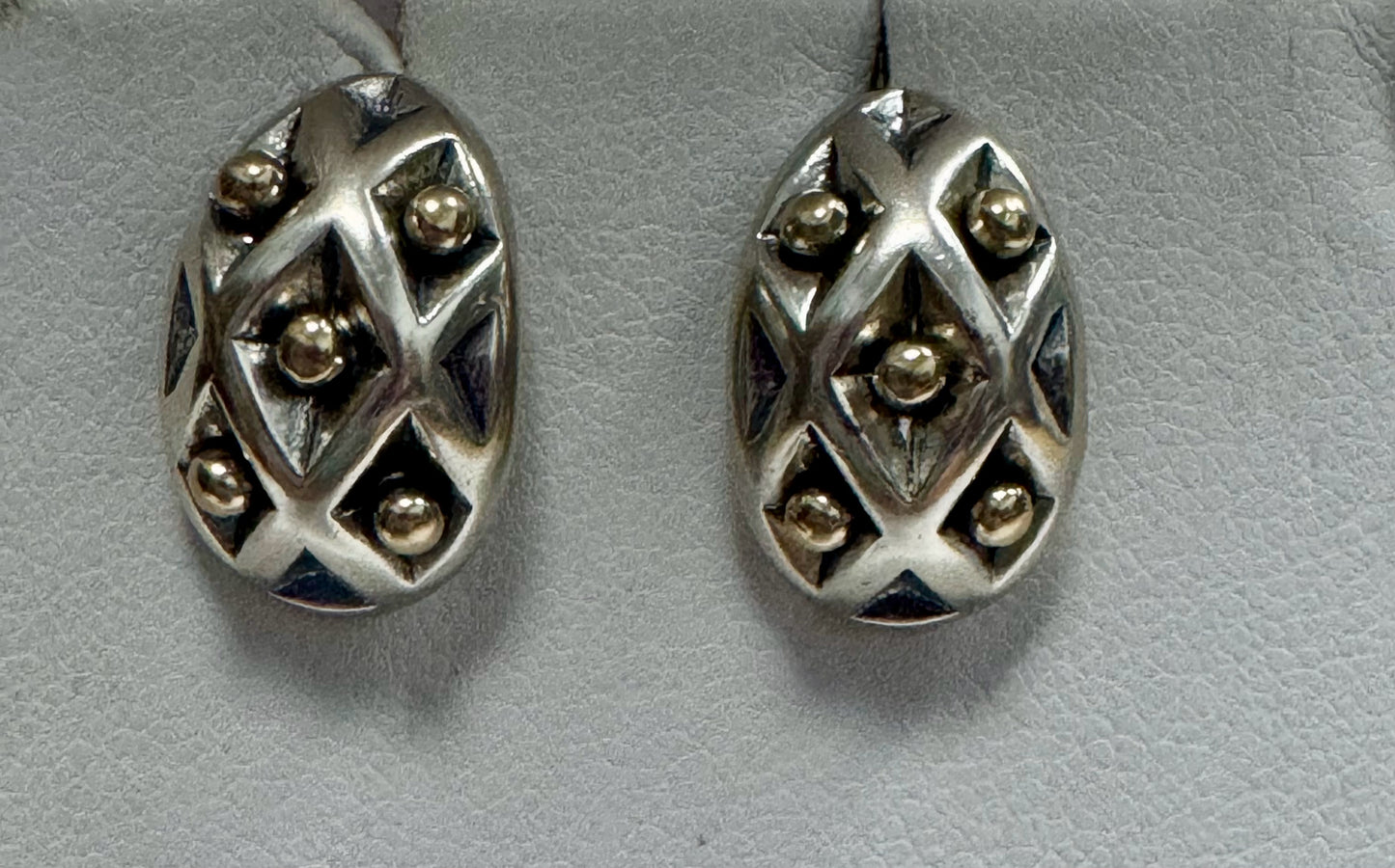 James Avery Sterling Silver and 14K Gold Earrings Spanish Lattice retired 5/8