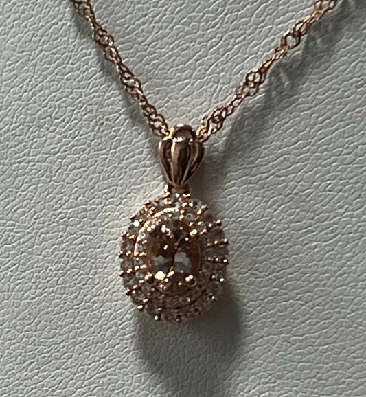 Rose Gold Over Sterling Silver Morganite Pendant & Necklace New JTV