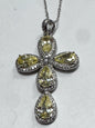 Sterling Silver CZ Pendant & Cross Necklace New JTV