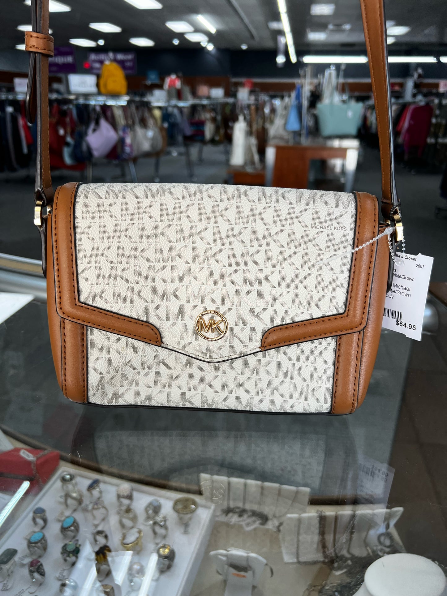 Designer Michael Kors White/Brown Crossbody