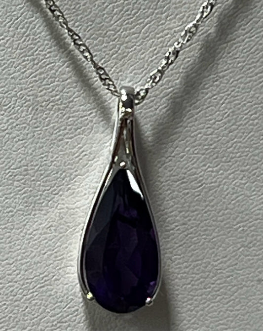 Sterling Silver Amethyst Necklace & Chain New JTV
