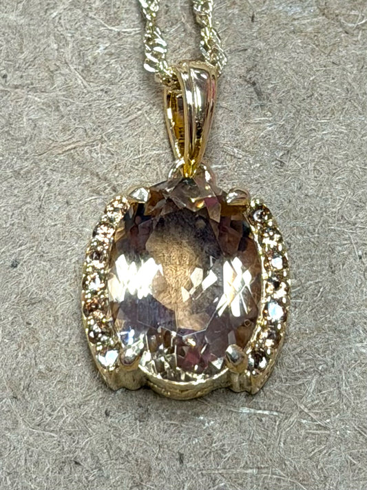 Gold Over Sterling Gemstone Necklace New JTV