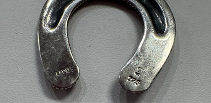 Sterling Silver 1.3" x 1.4" Horseshoe Necklace Adj 17"- 20" Purple Gemstones