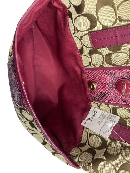 Designer Coach Beige/Raspberry Handbag