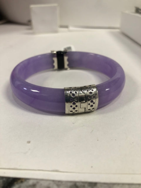 Sterling Silver Purple Jade Onyx Bracelet