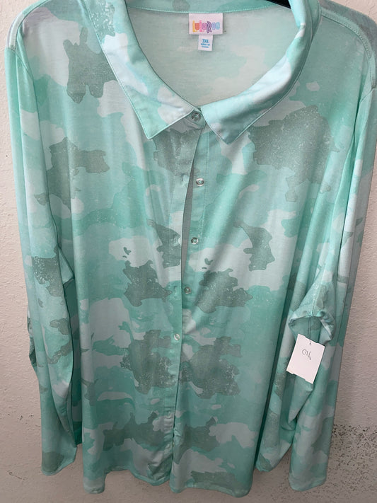 Aqua Print LulaRoe Long Sleeve Shirt Women's