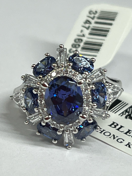 Sterling Silver Blue & White CZ Ring New w/ Tags JTV Size 8