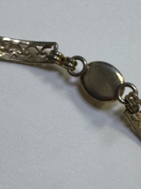 Vintage AMCO 14K Gold Filled 7" Filigree Bracelet Natural Opals in Resin