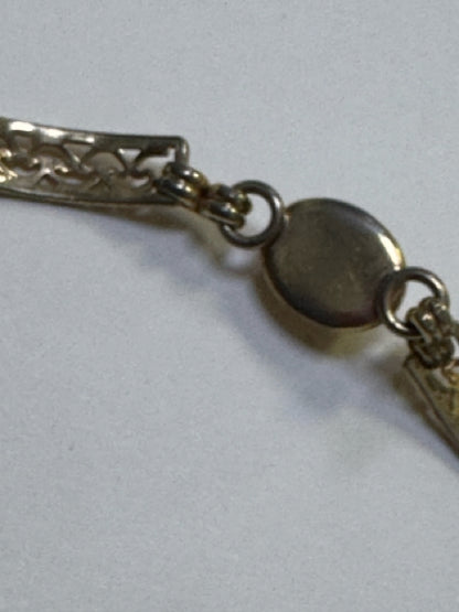 Vintage AMCO 14K Gold Filled 7" Filigree Bracelet Natural Opals in Resin