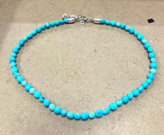 Sterling Sleeping Beauty Turquoise Bead Necklace New JTV