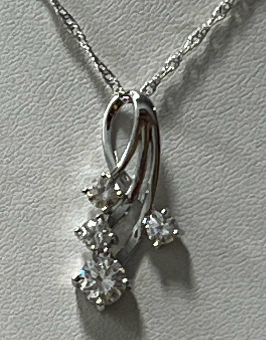 Sterling Silver CZ Necklace Pendant Chain New JTV