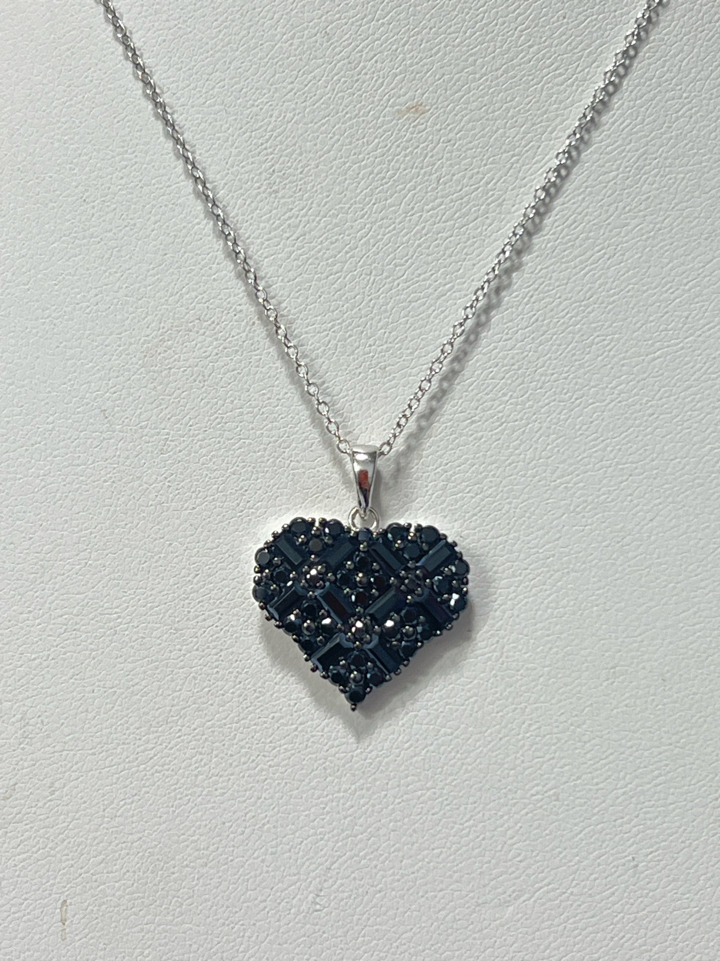 Sterling Black Spinel Pendant & Chain JTV Cross and Chain