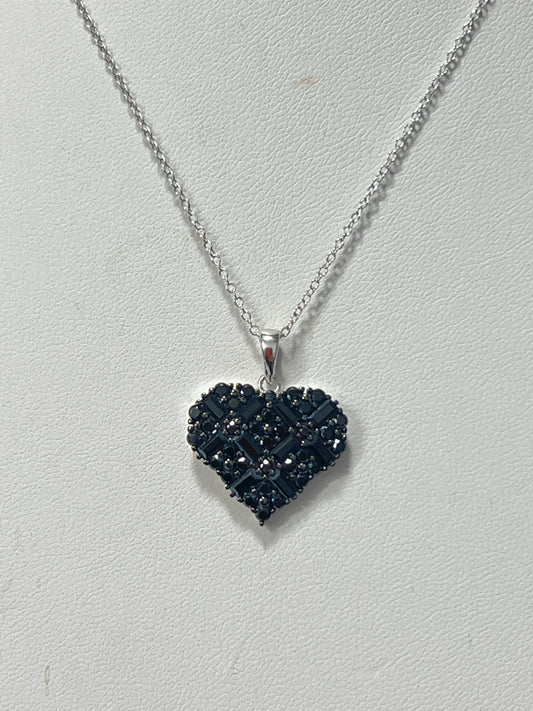 Sterling Black Spinel Pendant & Chain JTV Cross and Chain