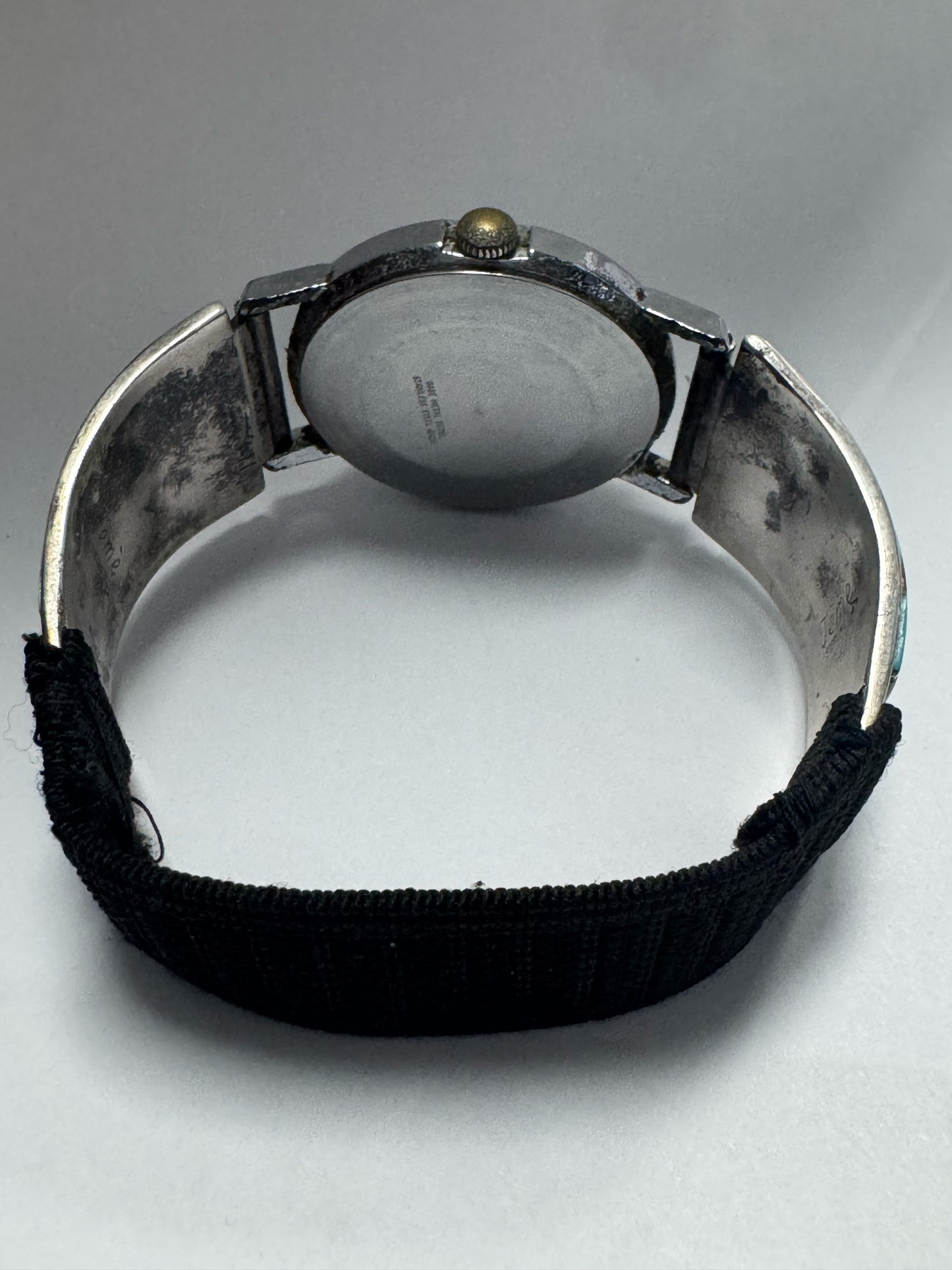 Teme Sterling Silver Inlaid Watch Band Tips Zuni MOP & Turquoise