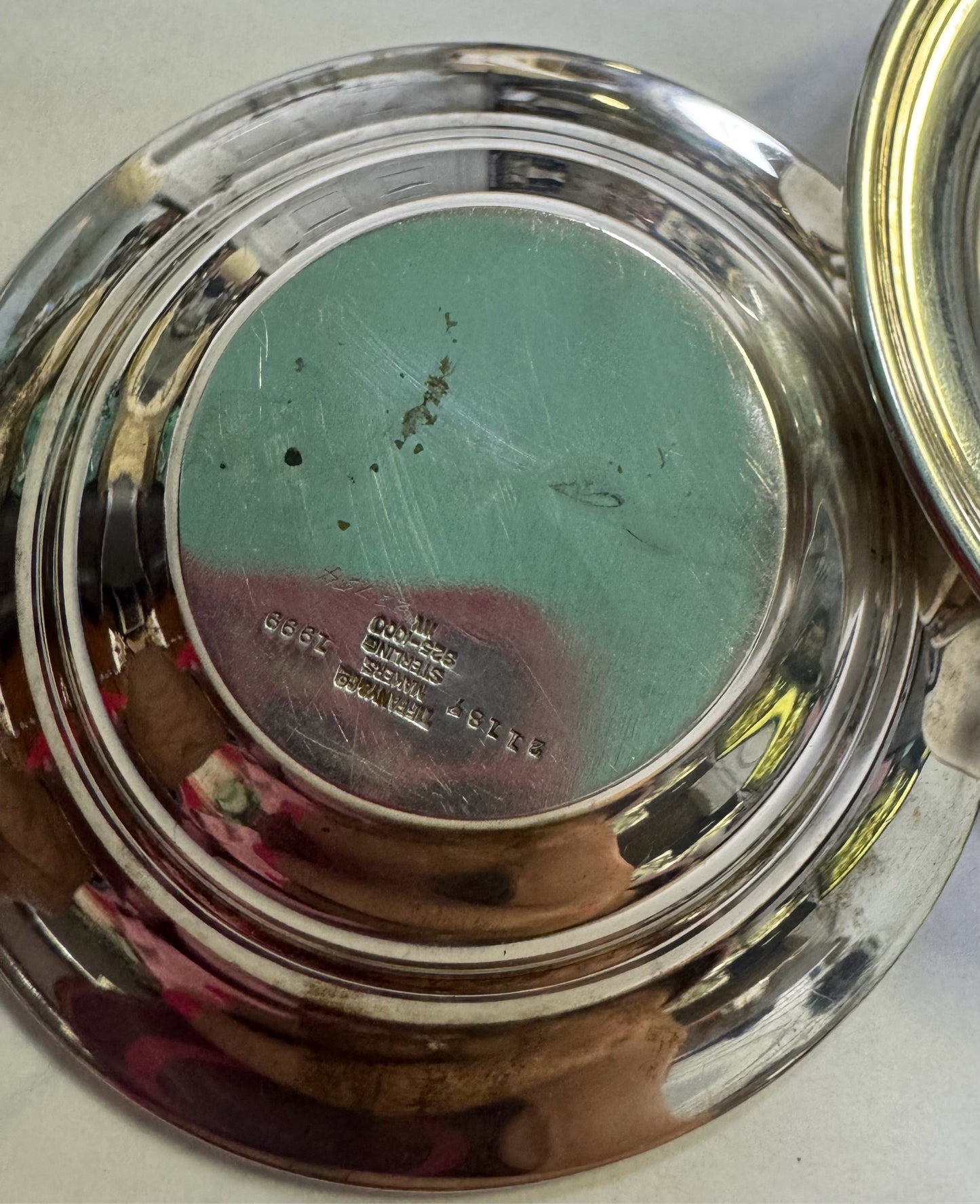 (2) Pair Set of Tiffany & Co Sterling Silver Salt Cellar Dish Bowls  3.5" Diam