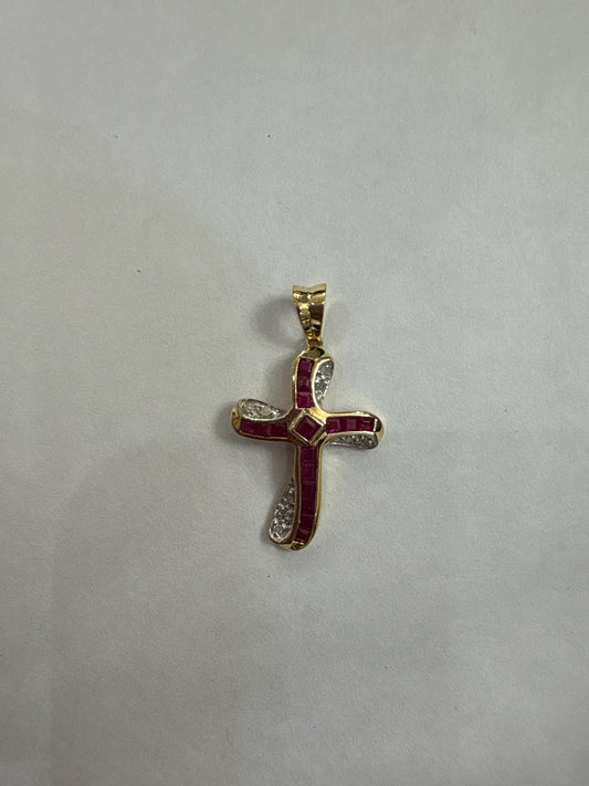 14ky Ruby & DIA pendant