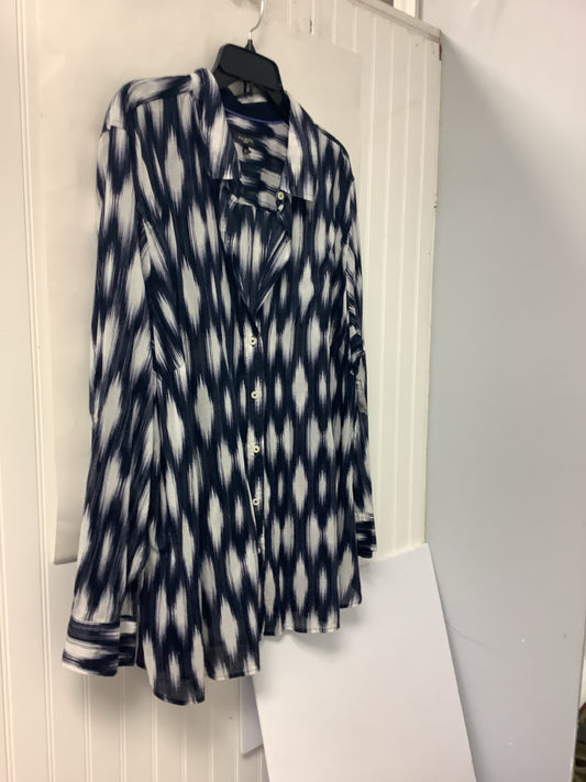 Blue/White Talbots Long Sleeve Shirt Women's