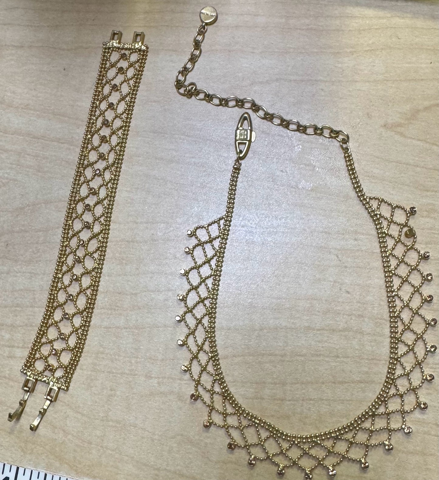 Givenchy Lace Pattern AB Aurora Borealis Crystals Necklace & Bracelet Set