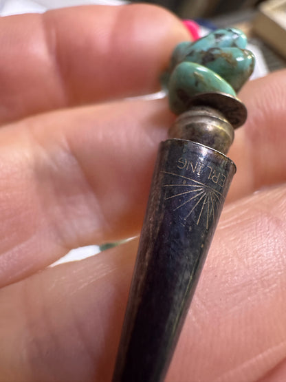 Native American Sterling Silver Turquoise Nugget & Slab 28" Necklace JN