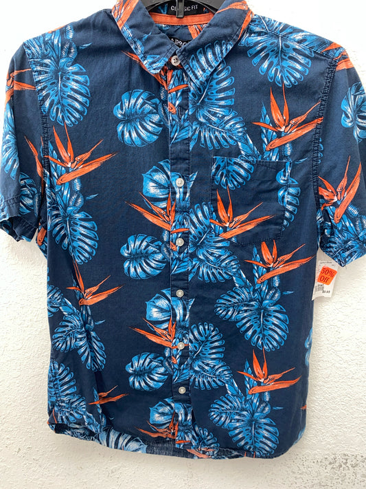 Navy Print Carbon Short Sleeve Shirt Men's