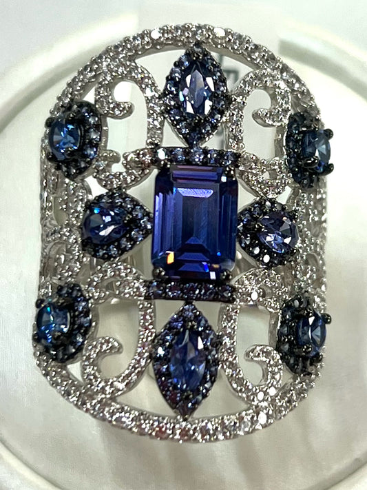 Sterling Blue White CZ Ring New JTV Size 10