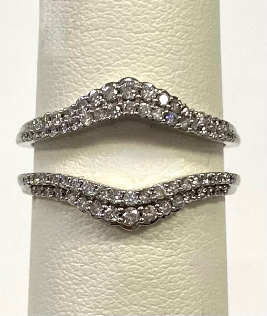 14k White Gold 1/2 cttw Dual Diamond Guard Ring