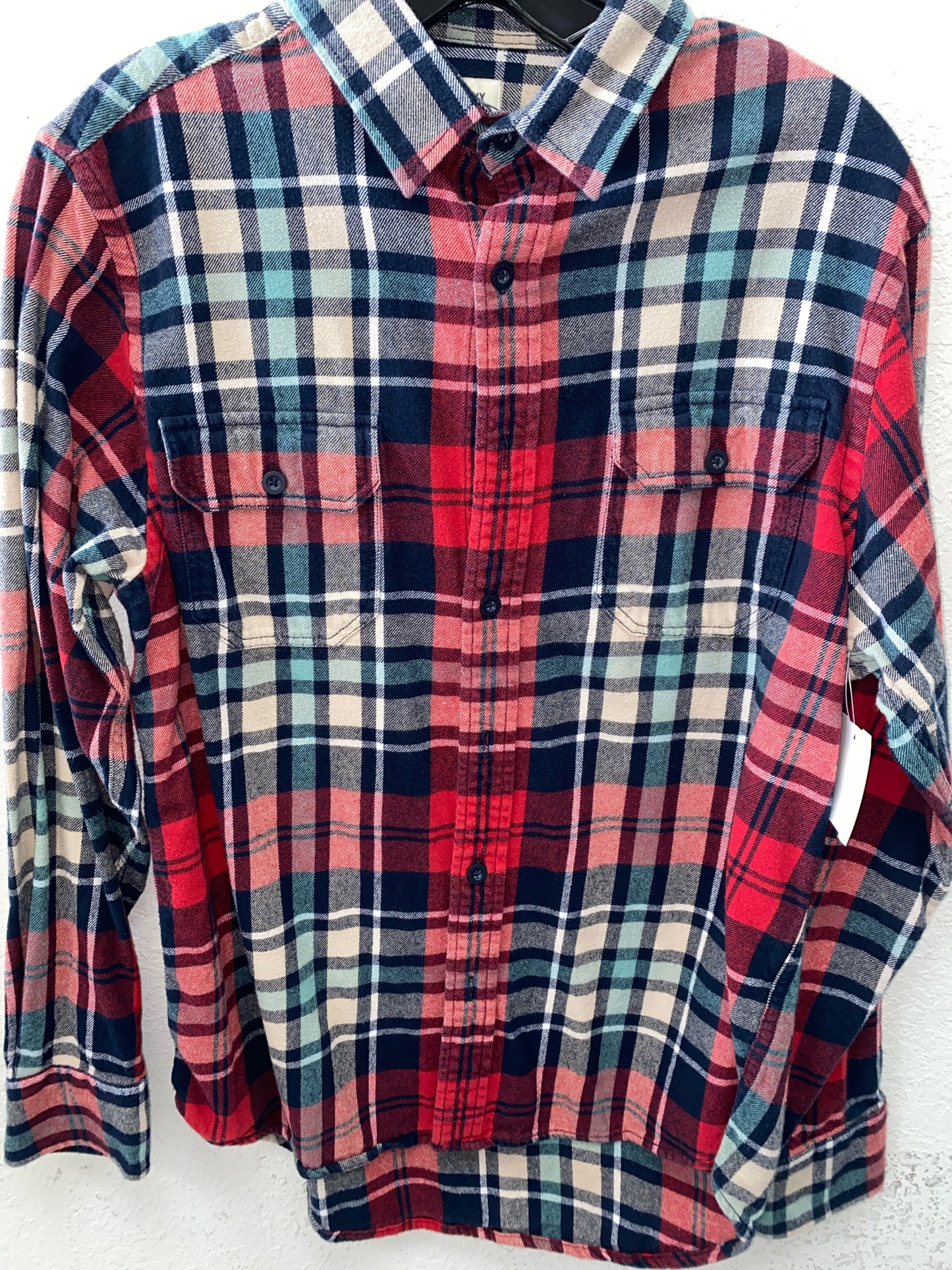 Red/Navy Plaid Old Navy Long Sleeve Shirt Men's