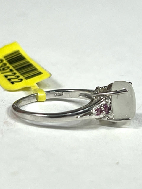 Chuck Clemency STS Sterling Silver Moonstone & Pink Tourmaline Ring Size 6