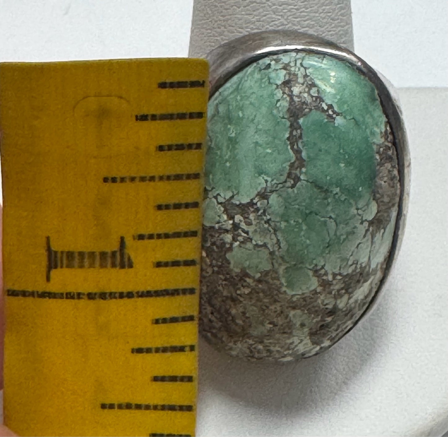 Vintage Native American Sterling Silver Heavy 29g Turquoise Ring Size 11.5