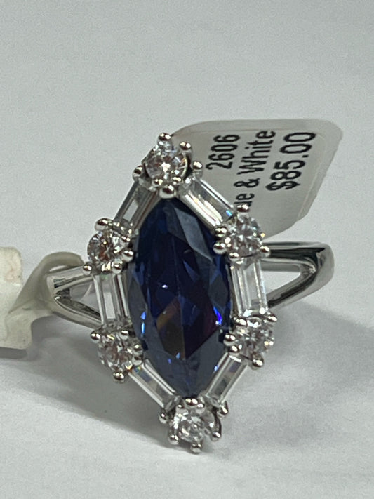 Sterling Silver Blue & White CZ Ring New w/ Tags JTV Size 8
