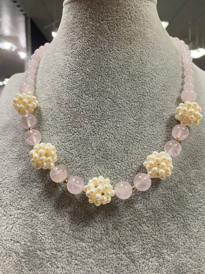 Zoe B 14K Gold Rose Quartz & Freshwater Pearl Cluster