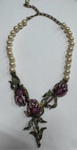 Heidi Daus Climbing Rose Pavé Crystal Beaded Faux Pearl Necklace 17"-22"