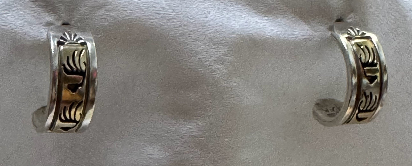 Rhoda Jack 14K Yellow Gold & Sterling Silver Native Bear Half Hoop Earrings