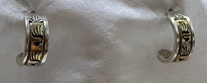 Rhoda Jack 14K Yellow Gold & Sterling Silver Native Bear Half Hoop Earrings